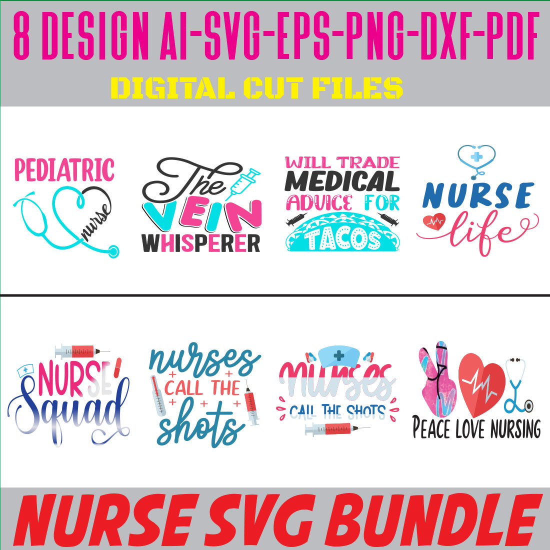 Nurse SVG Bundle cover image.