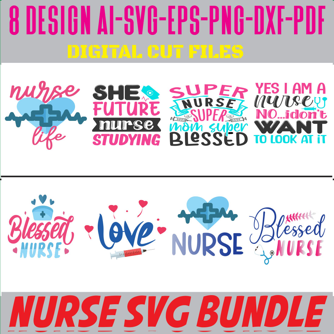 Nurse SVG Bundle cover image.