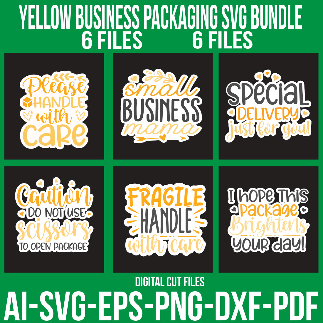 Yellow Business Packaging SVG Bundle cover image.