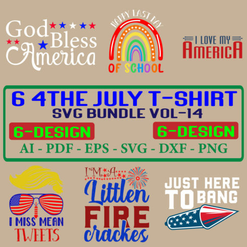 6 4th july T-shirt SVG Bundle Vol-14 cover image.
