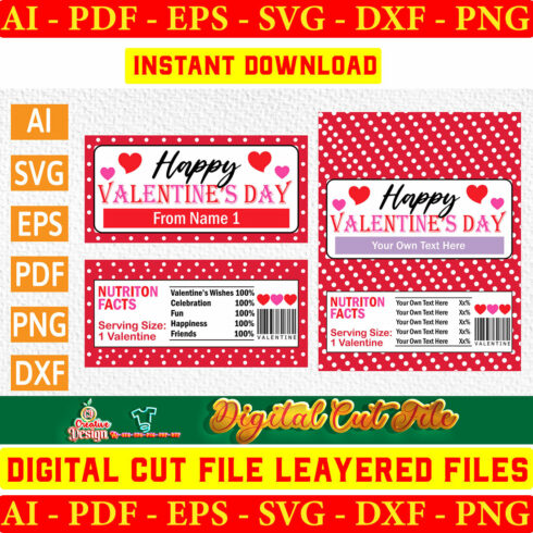 Valentines Day Chocolate Wrapper Template cover image.