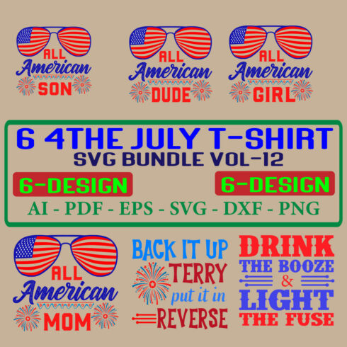 6 4th july T-shirt SVG Bundle Vol-12 cover image.