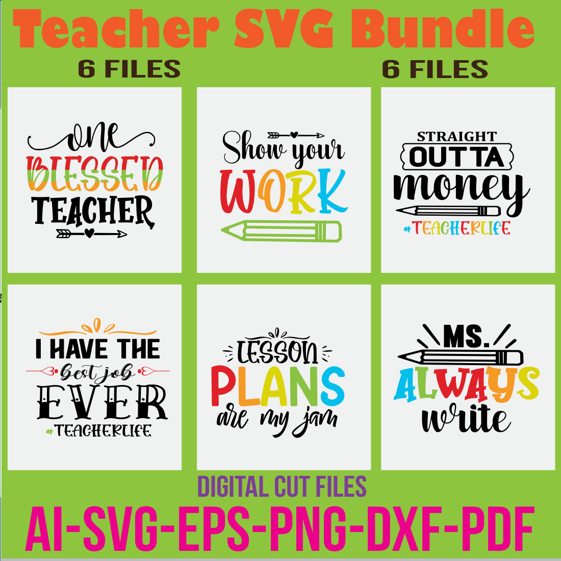 Teacher SVG Bundle cover image.