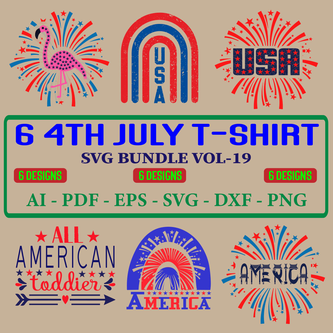 6 4th july T-shirt SVG Bundle Vol-19 cover image.