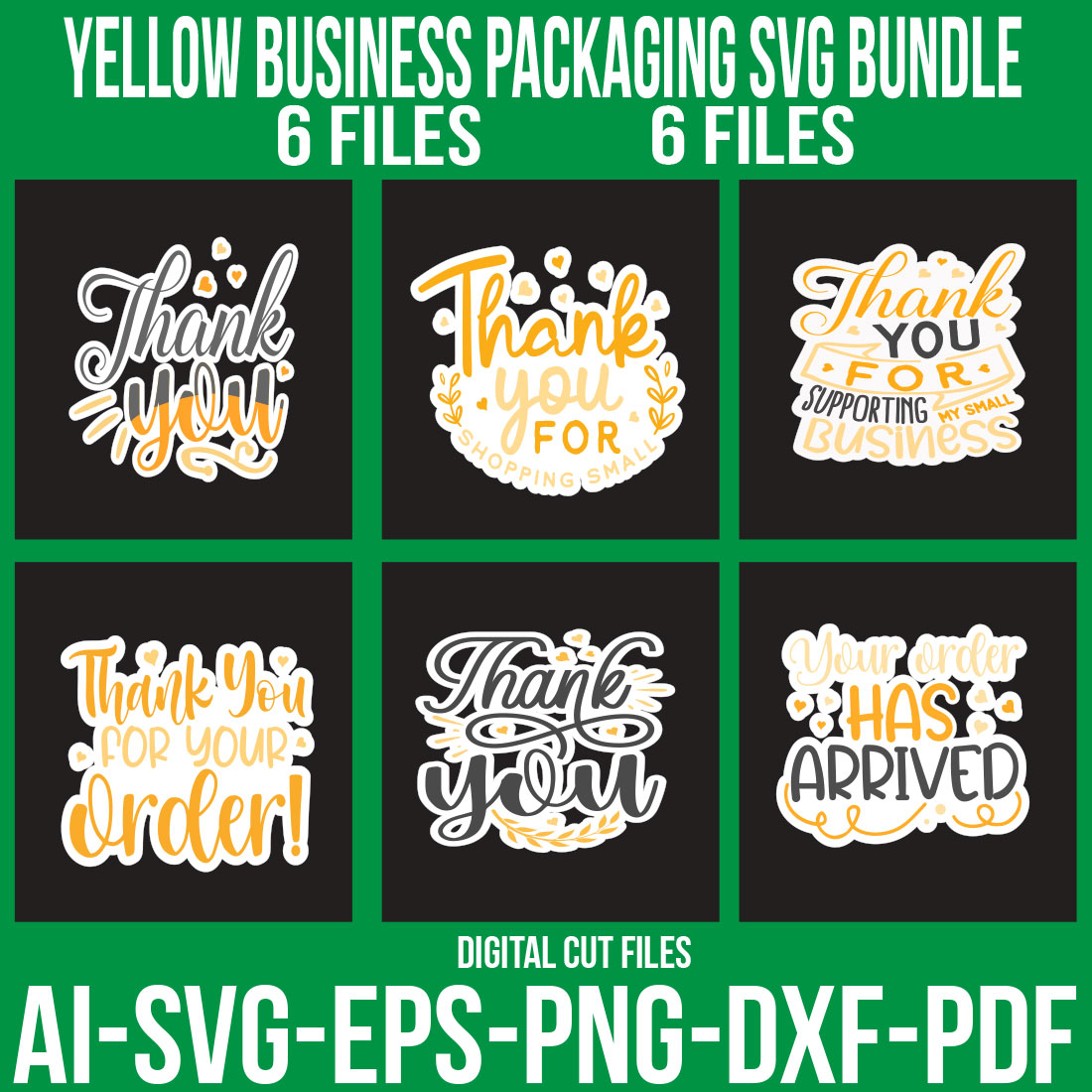 Yellow Business Packaging SVG Bundle cover image.