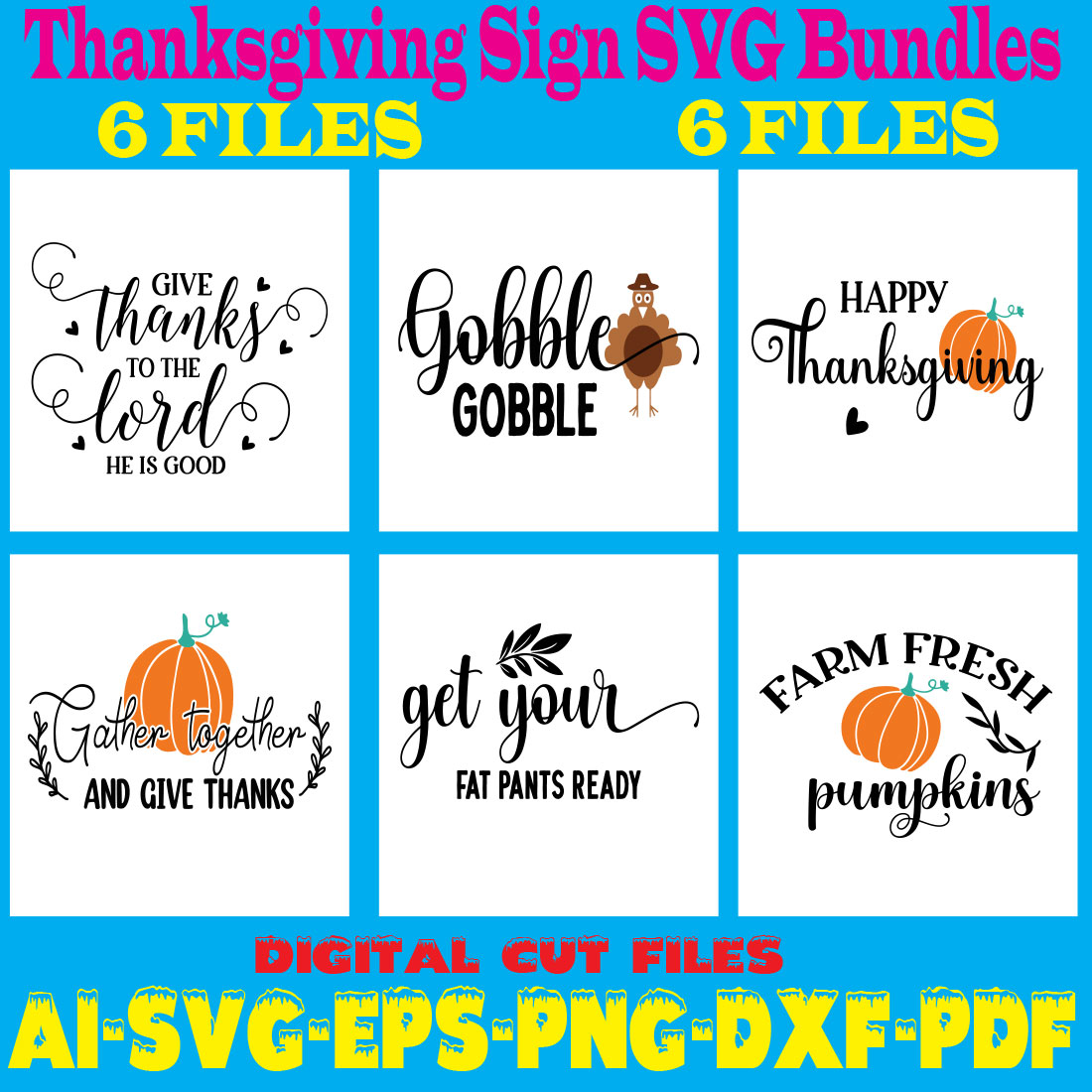 Thanksgiving Sign SVG Bundles cover image.