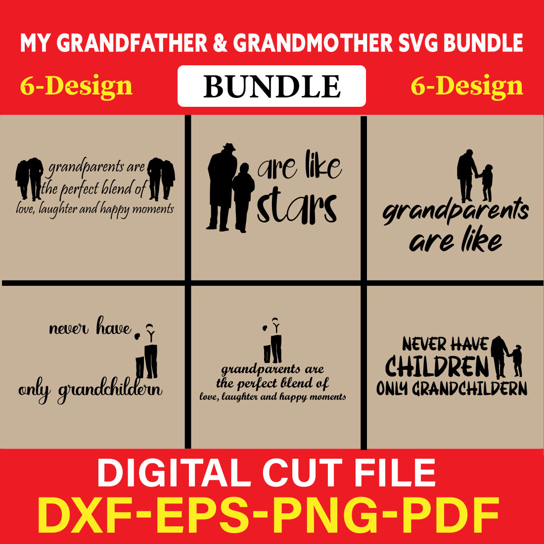 My Grandfather & Grandmother T-shirt Design Bundle Vol-4 cover image.