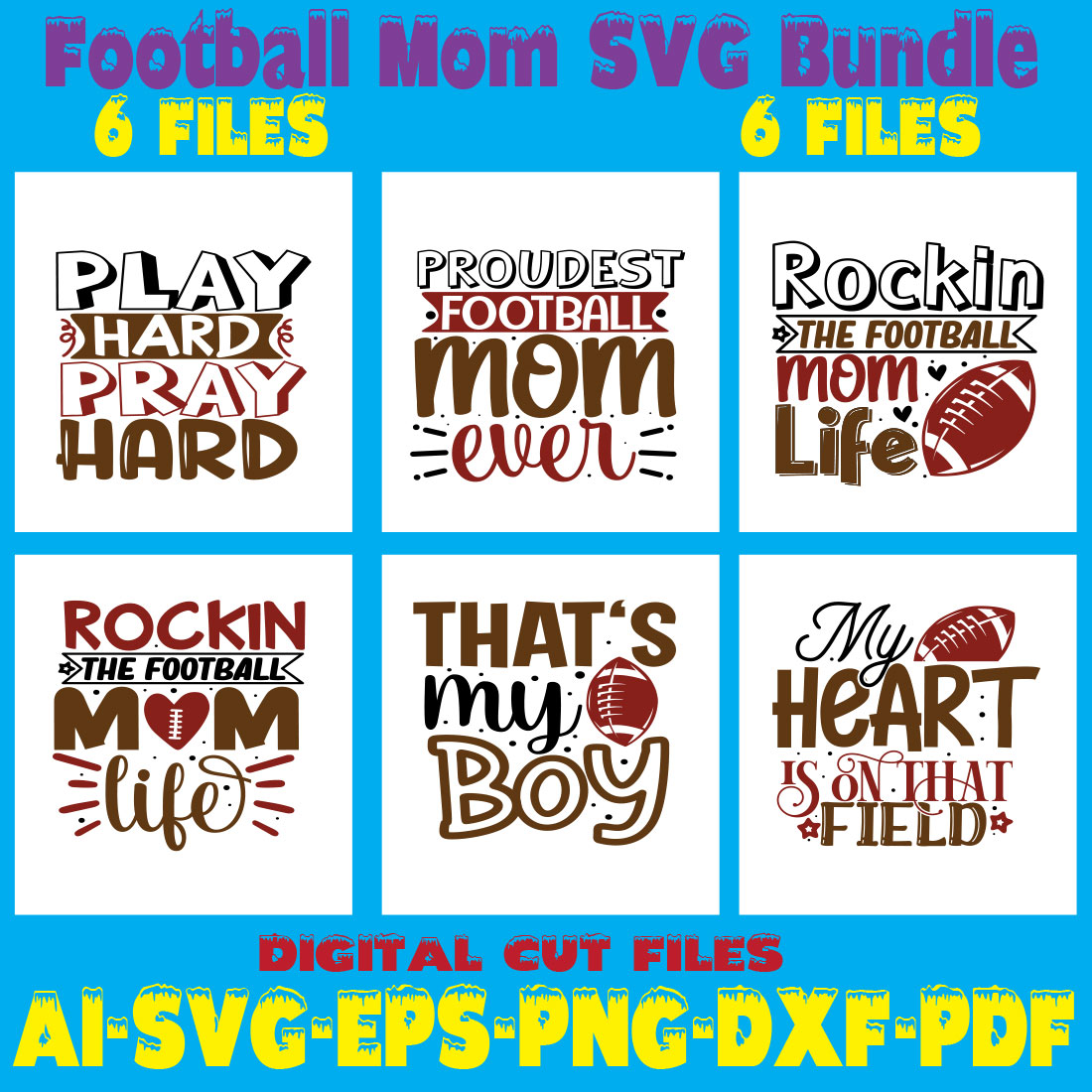 Football Mom SVG Bundle cover image.