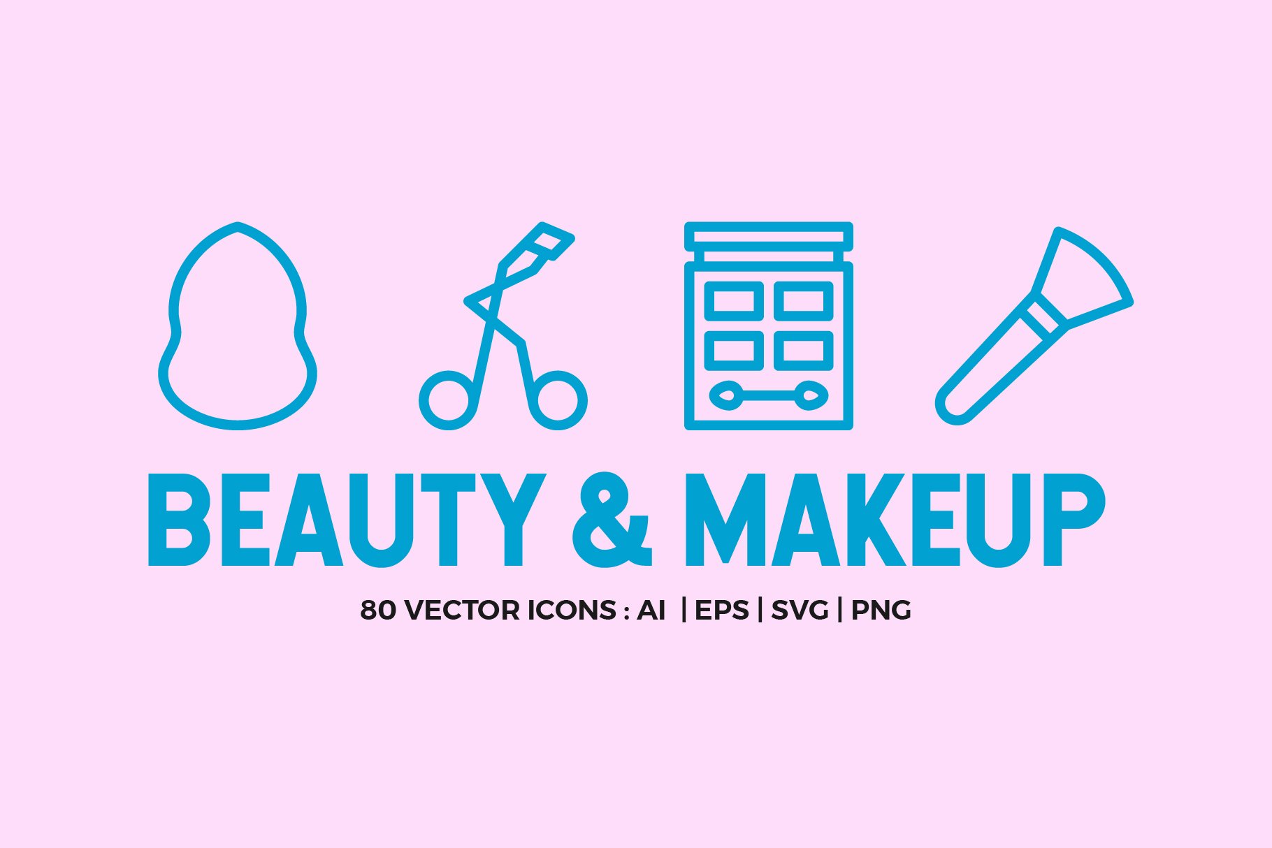 Beauty & Makeup Line Icons cover image.