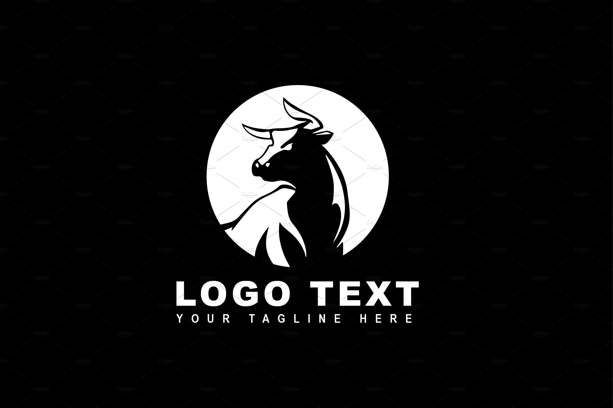 Bull Rustic Logo & Mock-Up - Vector preview image.