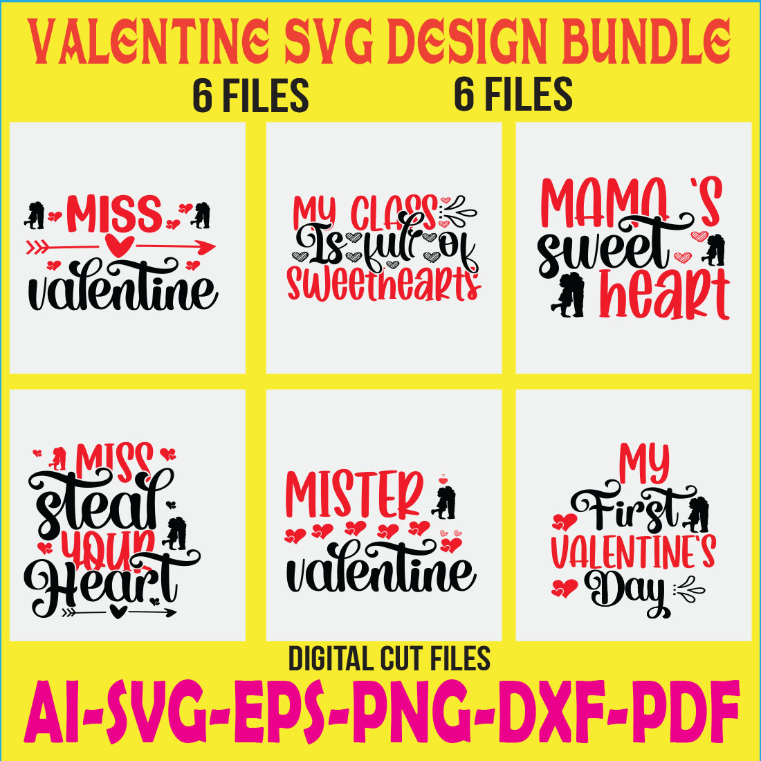 Valentine SVG Design Bundle cover image.