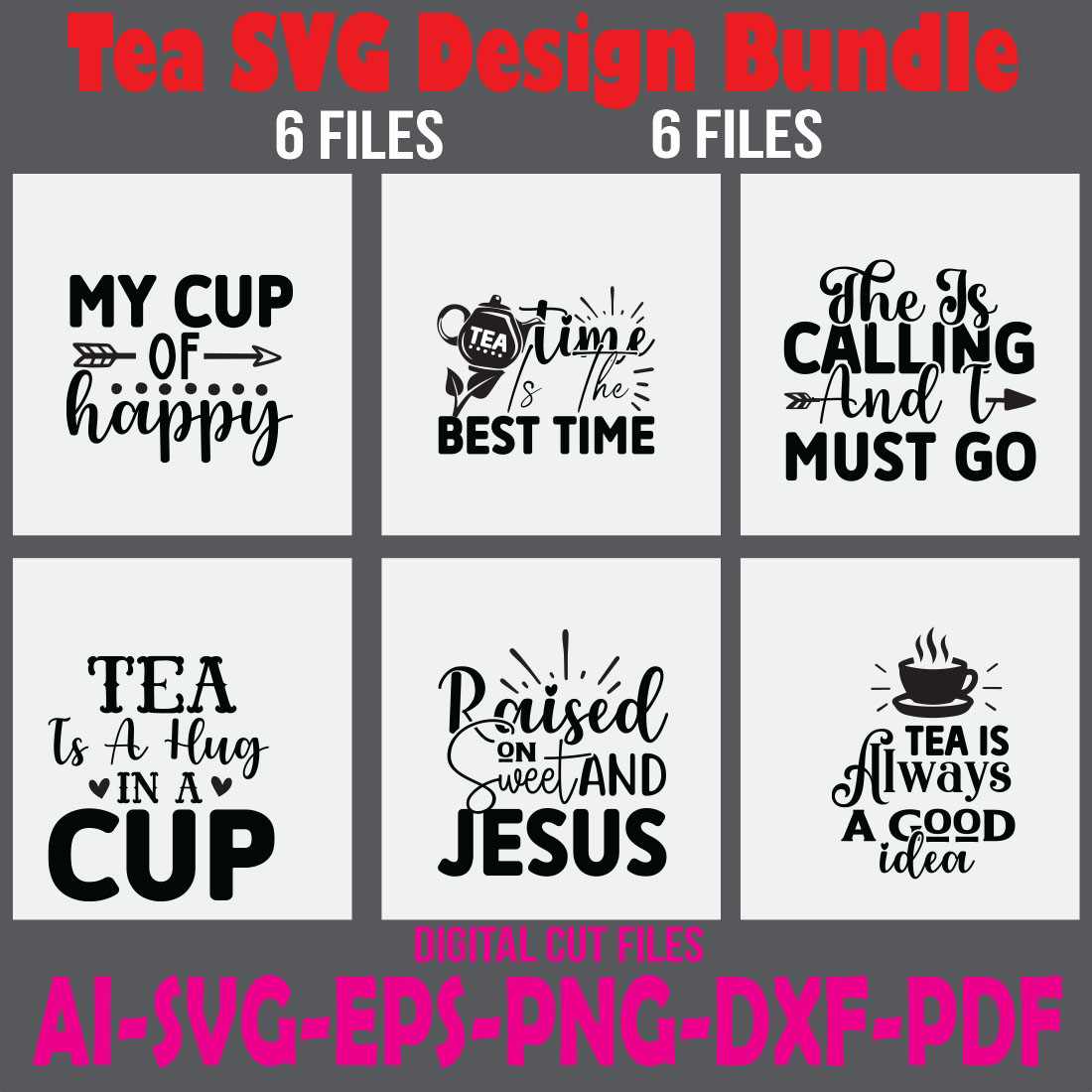 Tea SVG Design Bundle cover image.