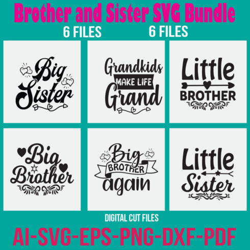 Brother and Sister SVG Bundle cover image.