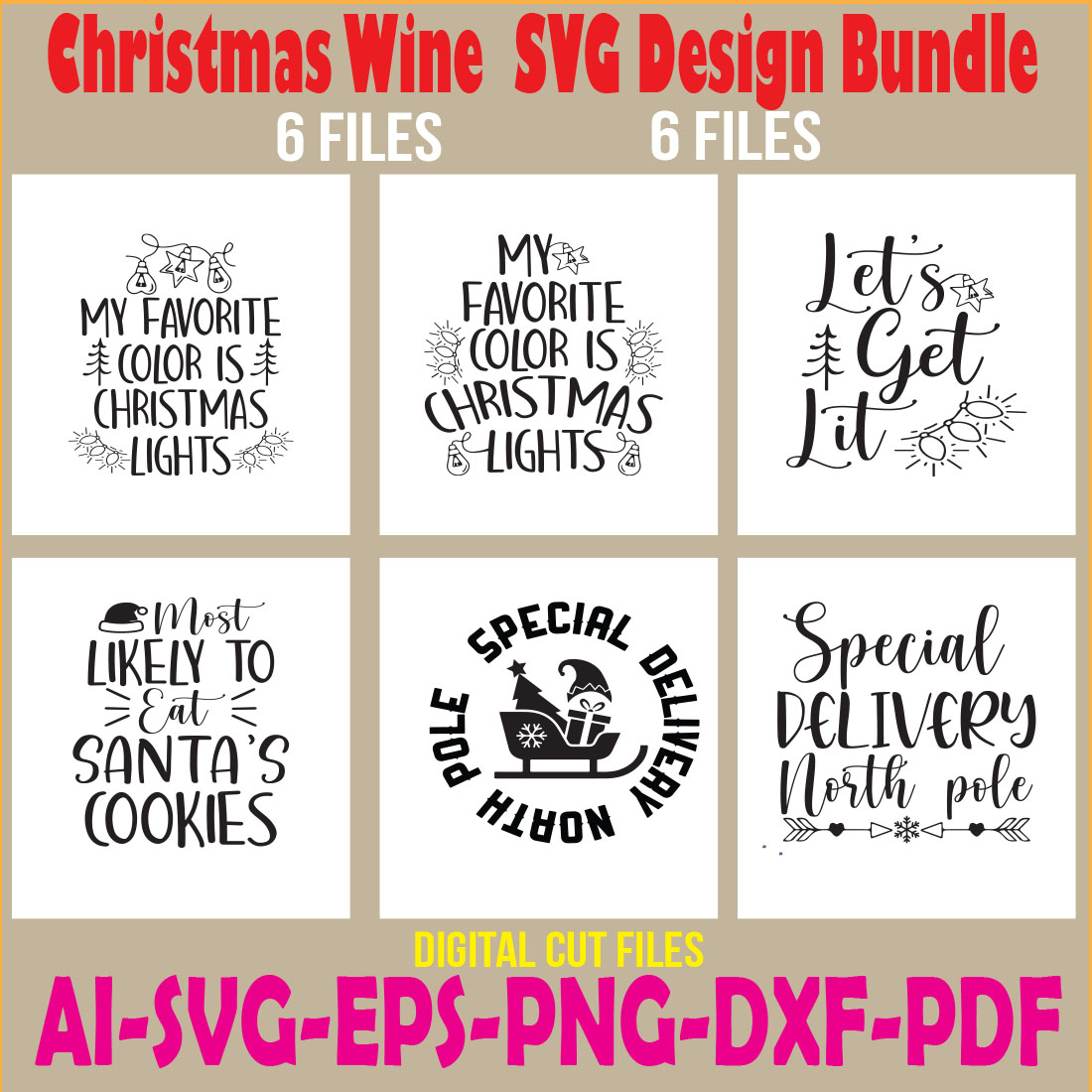 Christmas SVG Design Bundle cover image.