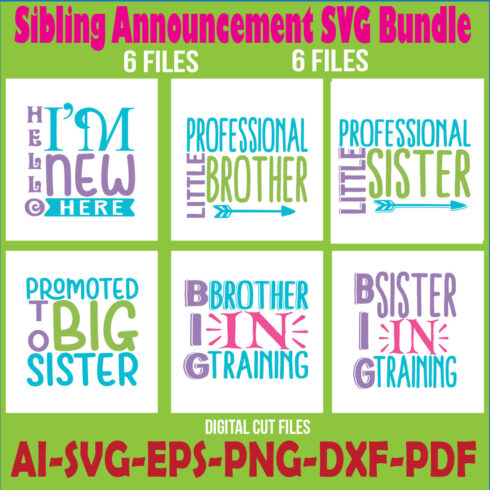 Sibling Announcement SVG Bundle cover image.