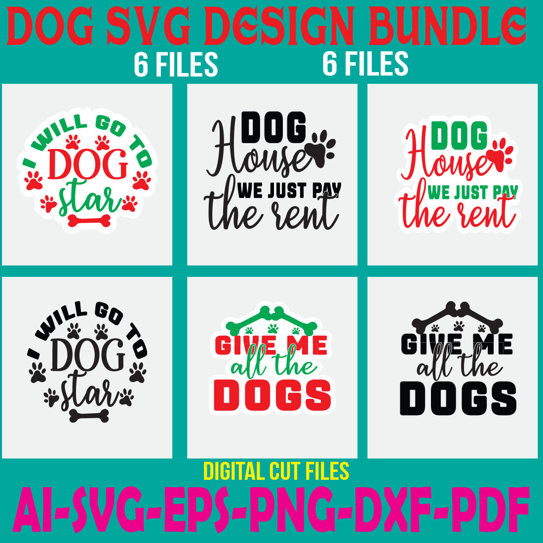 Dog SVG Design Bundle cover image.