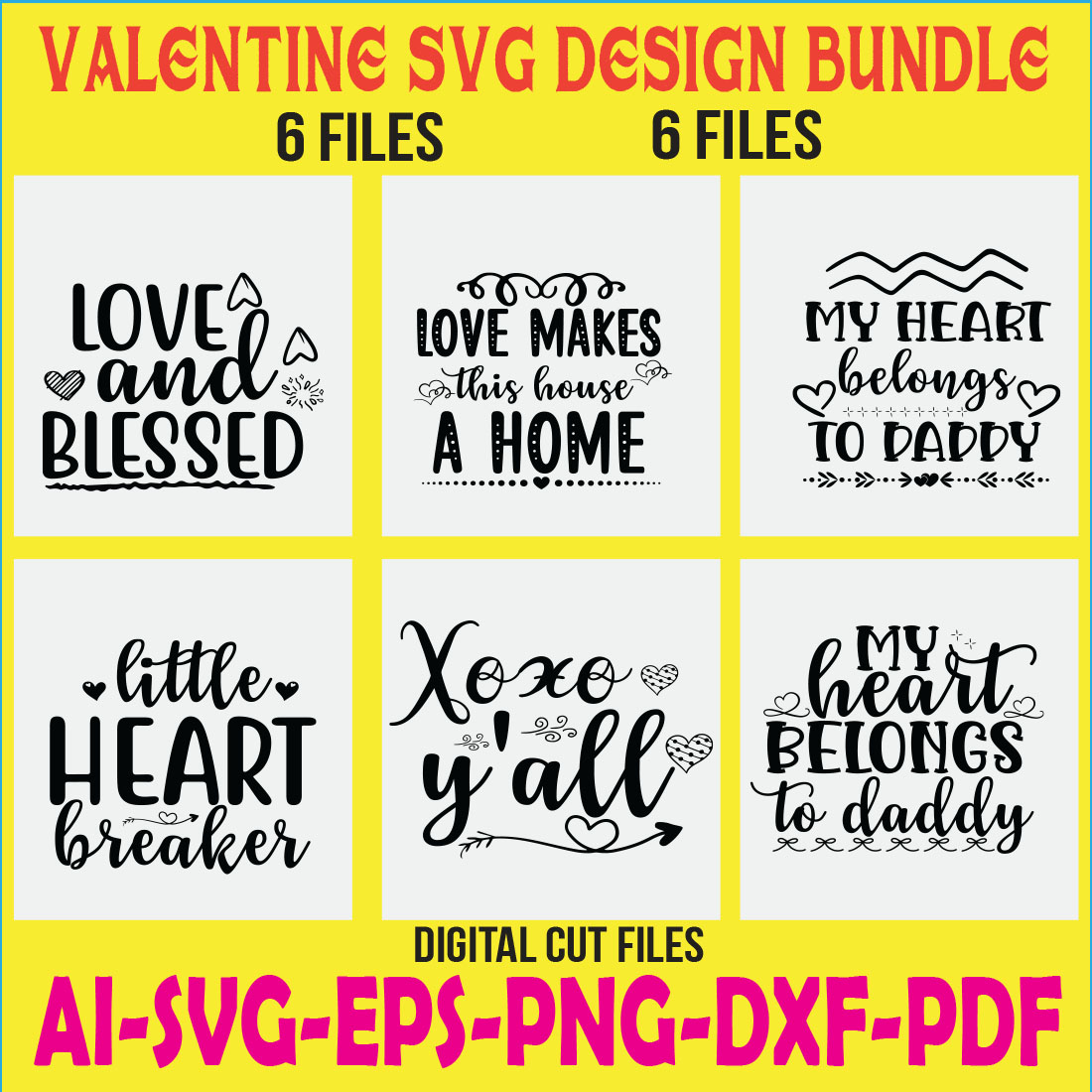 Valentine SVG Design Bundle cover image.