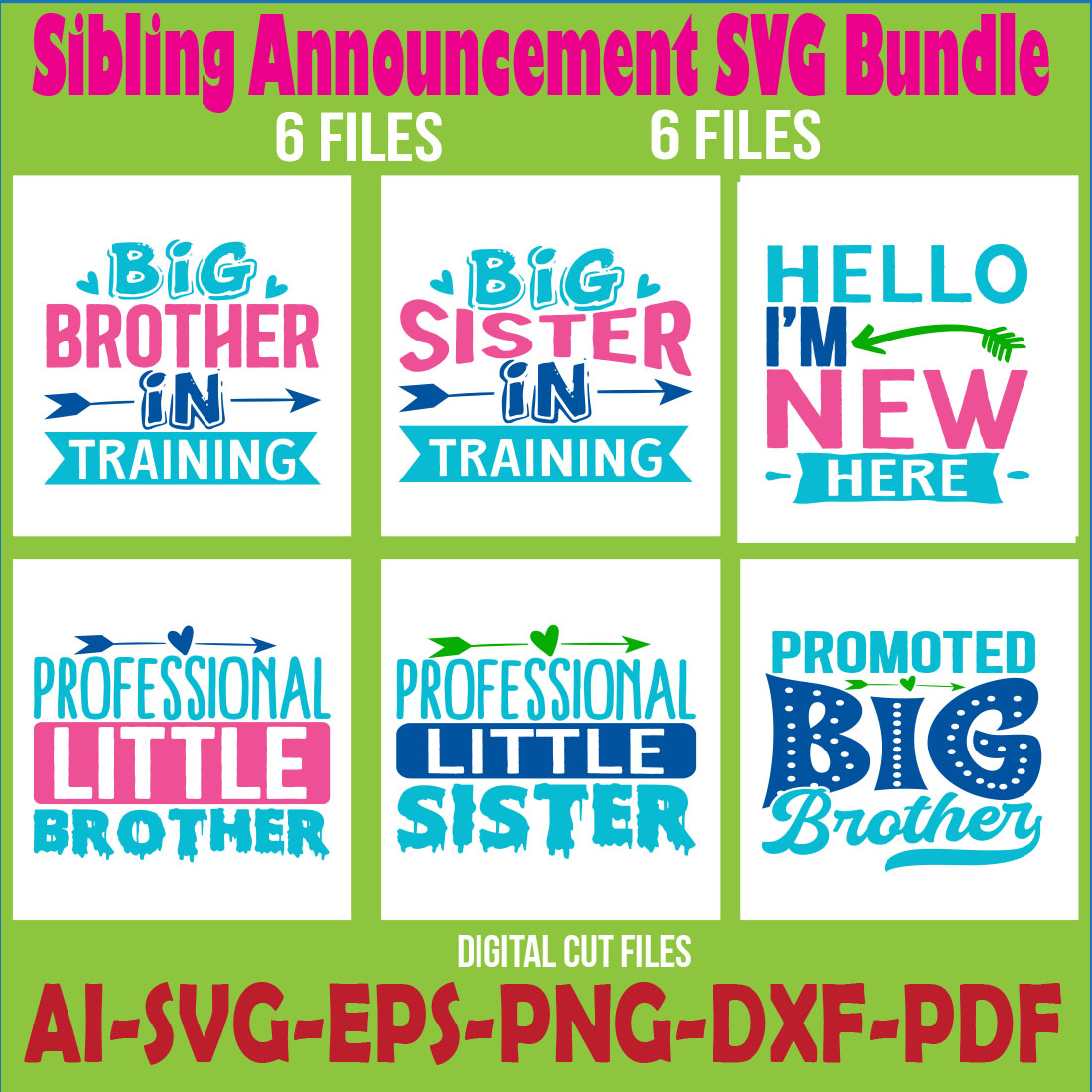 Sibling Announcement SVG Bundle cover image.