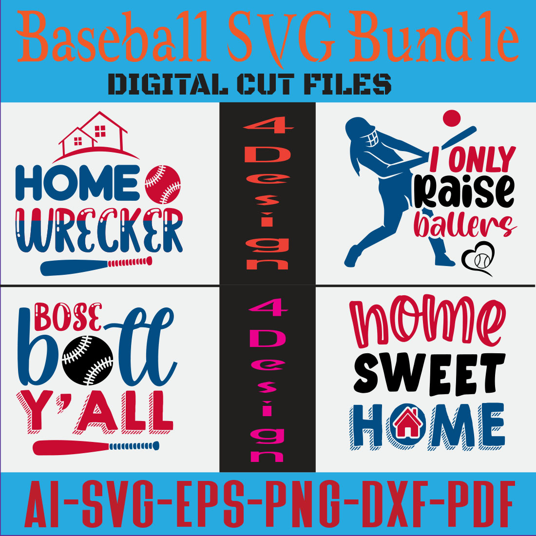 Baseball SVG Bundle cover image.