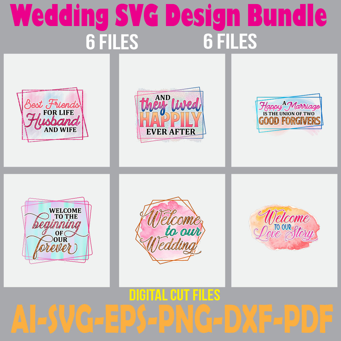 Wedding SVG Design Bundle cover image.