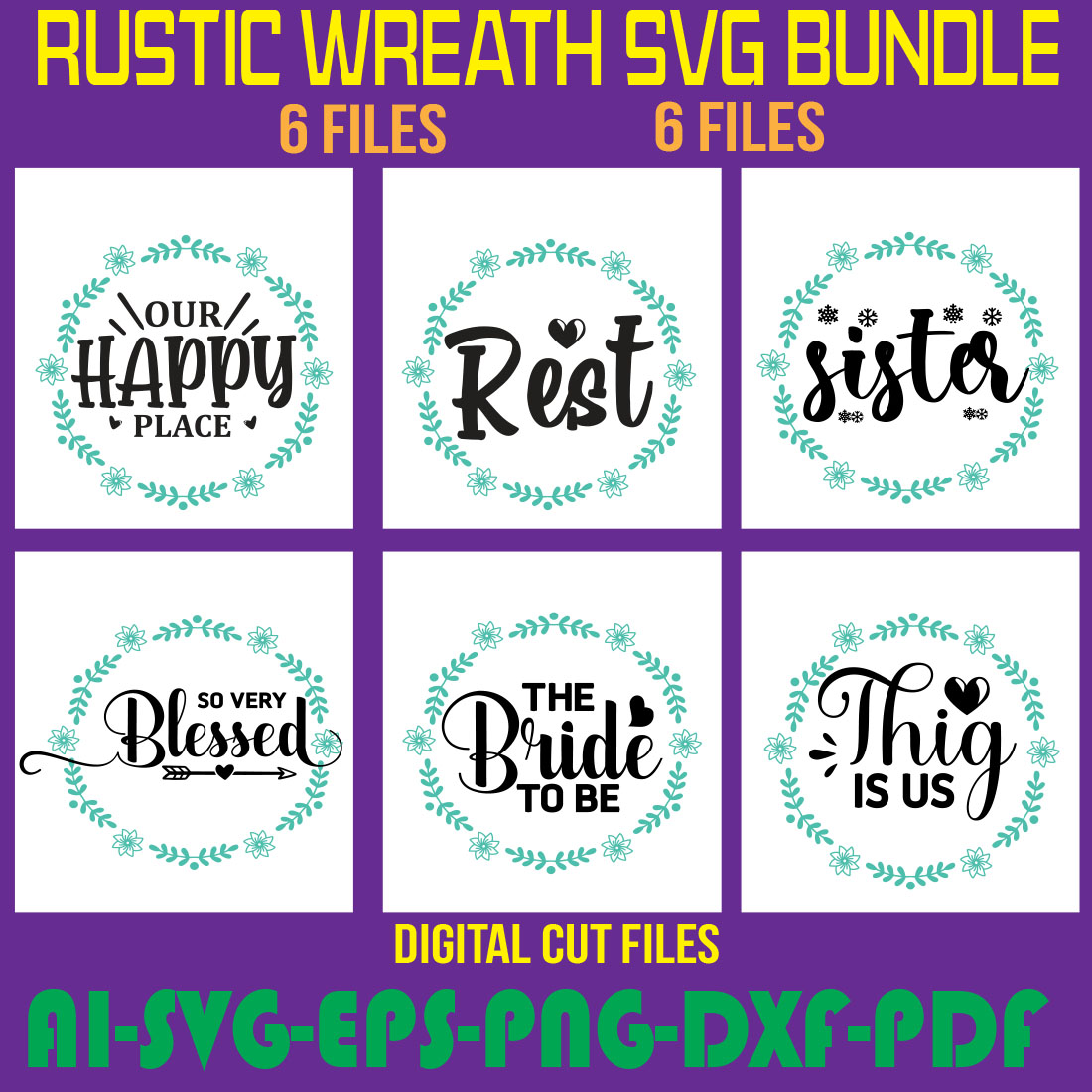 Rustic Wreath SVG Bundle cover image.