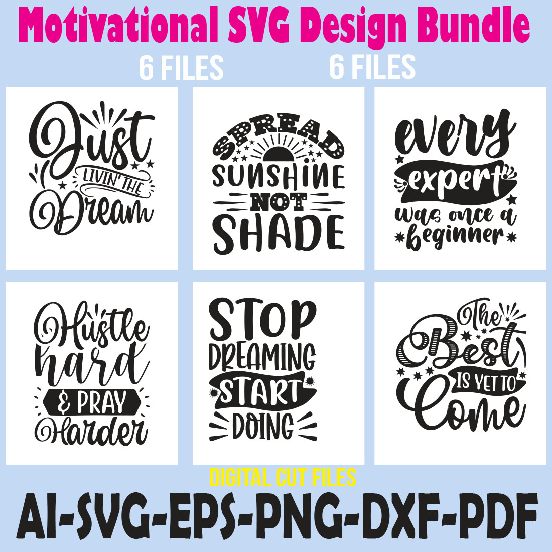 Motivational SVG Design Bundle cover image.