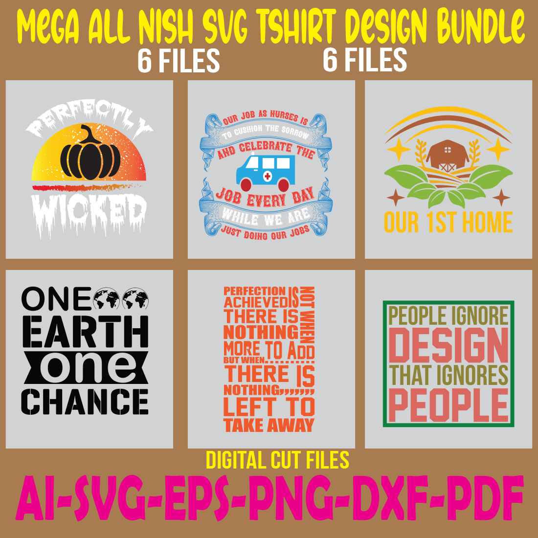 Mega All Nish SVG Tshirt Design Bundle cover image.