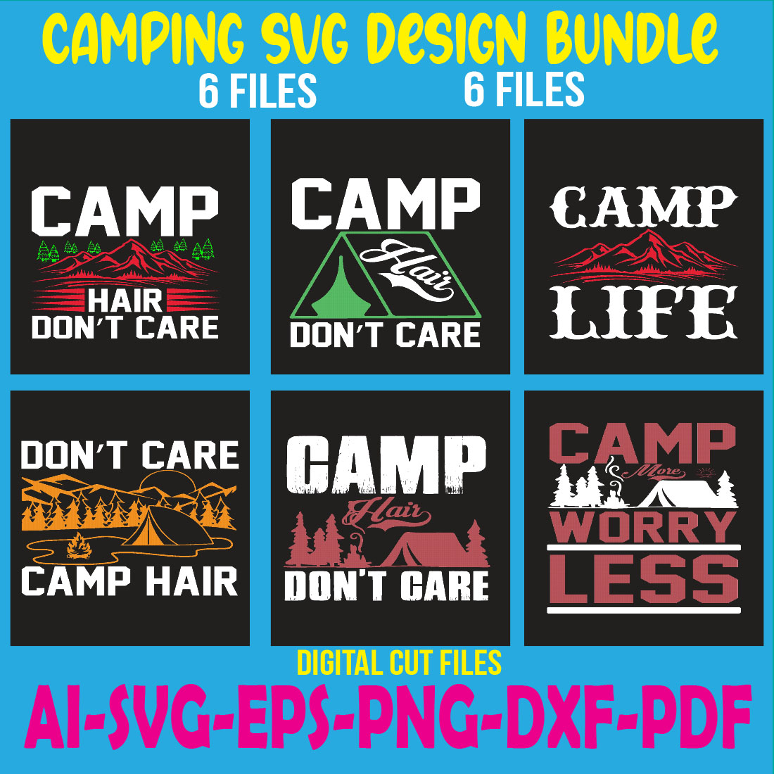 Camping SVG Design Bundle cover image.