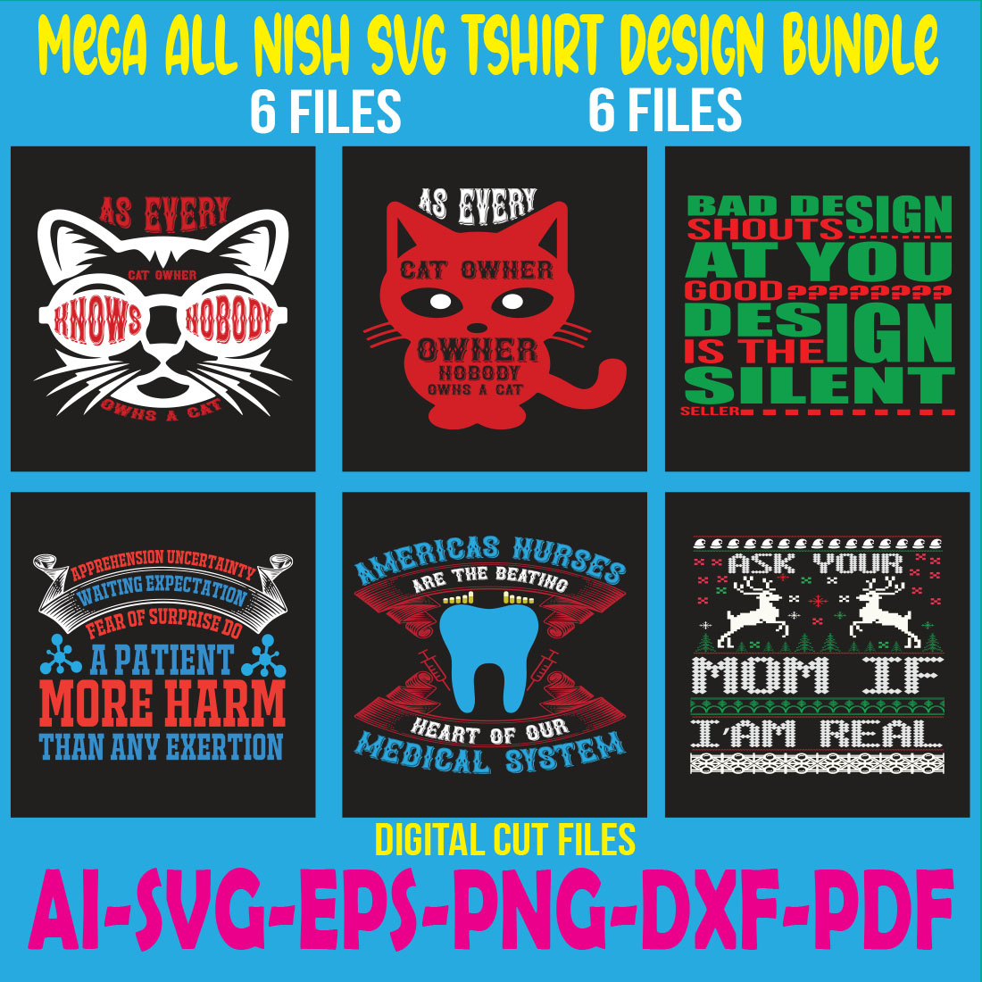 Mega All Nish SVG Tshirt Design Bundle cover image.