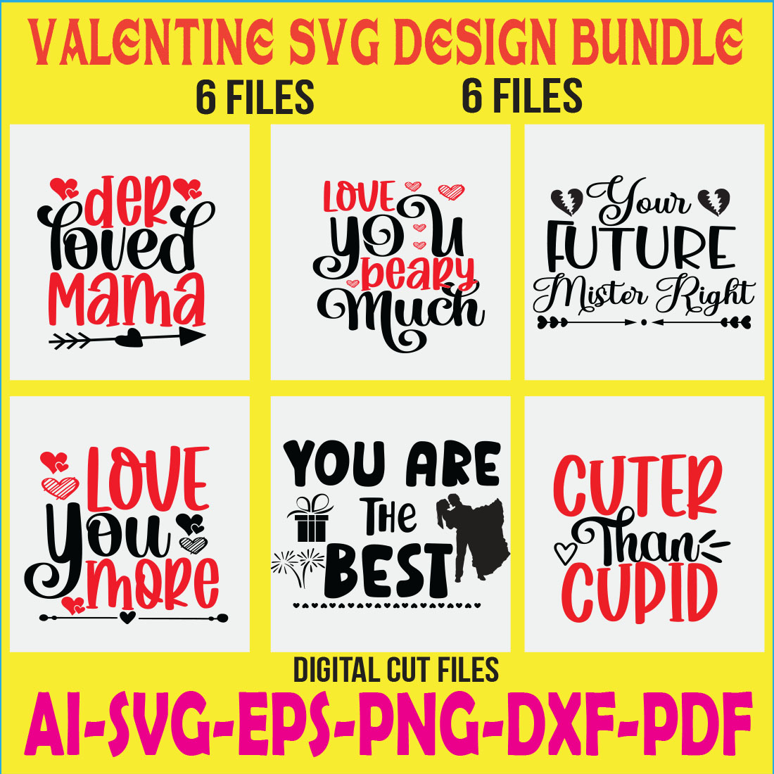 Valentine SVG Design Bundle cover image.