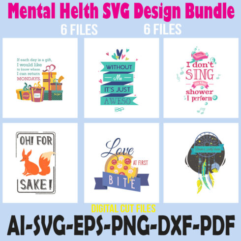 Mental Helth SVG Design Bundle cover image.
