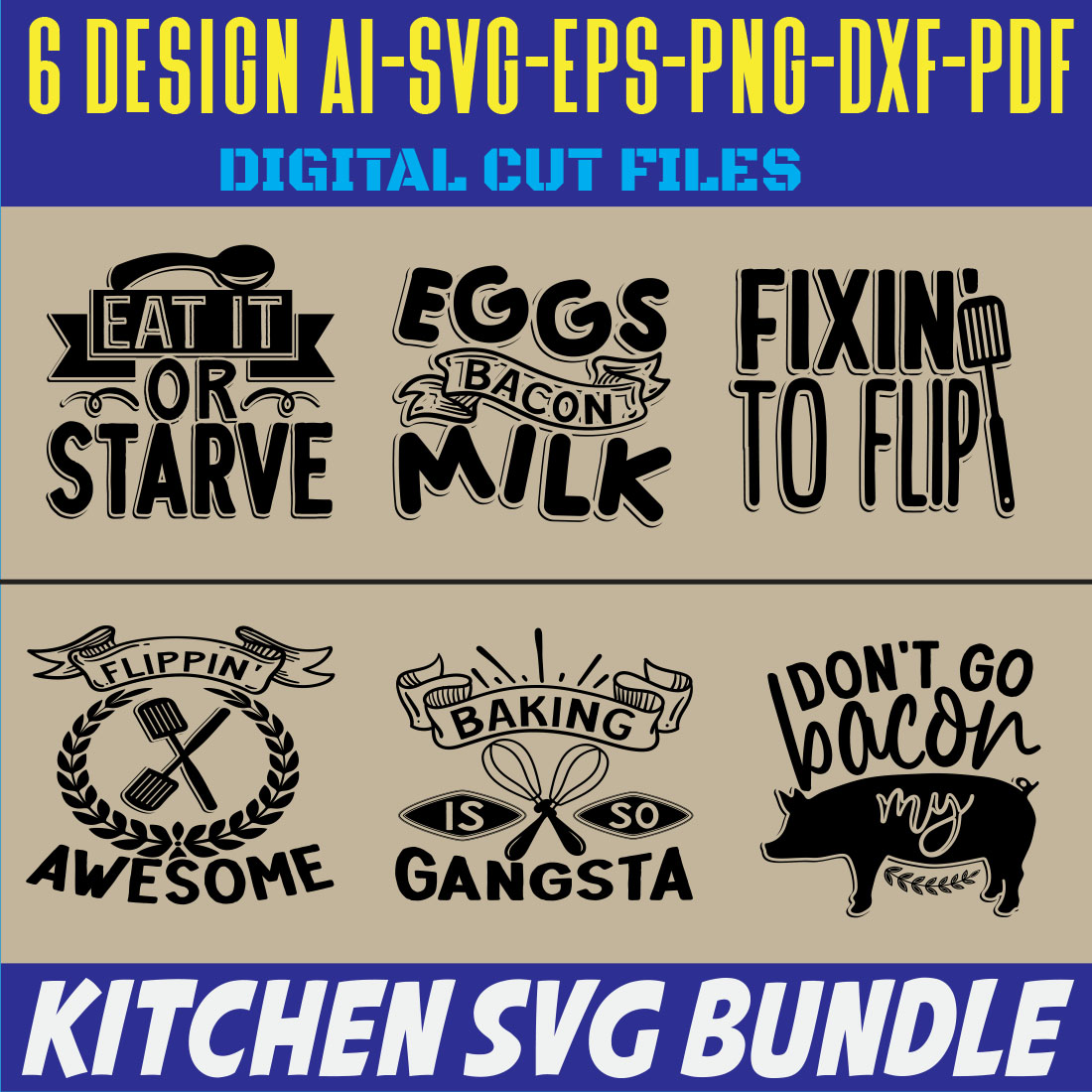 Kitchen SVG Bundle cover image.