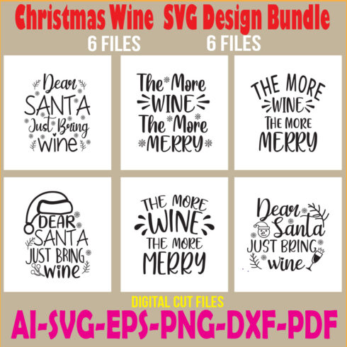 Christmas Wine SVG Design Bundle cover image.