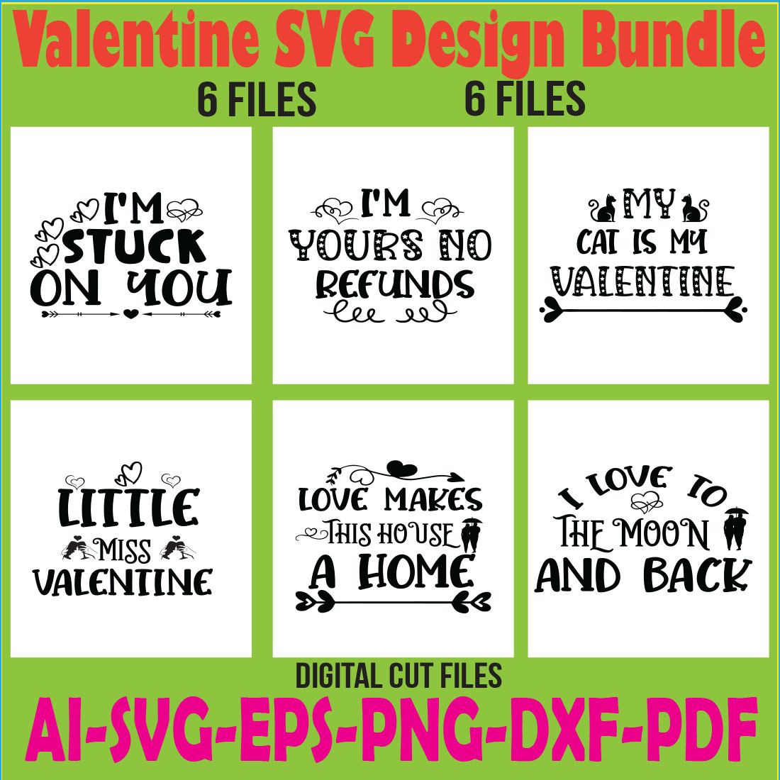 Valentine SVG Design Bundle cover image.