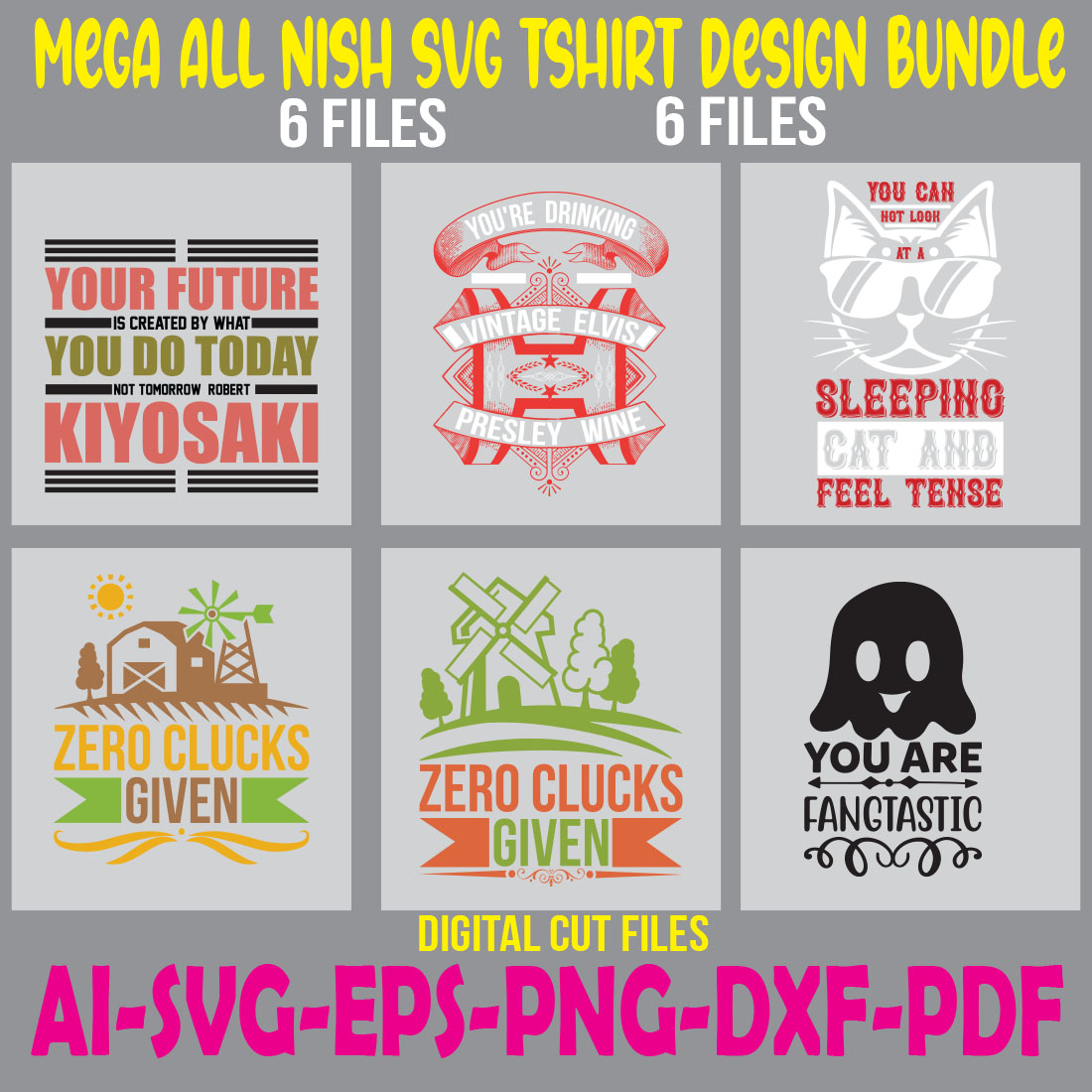 Mega All Nish SVG Tshirt Design Bundle cover image.