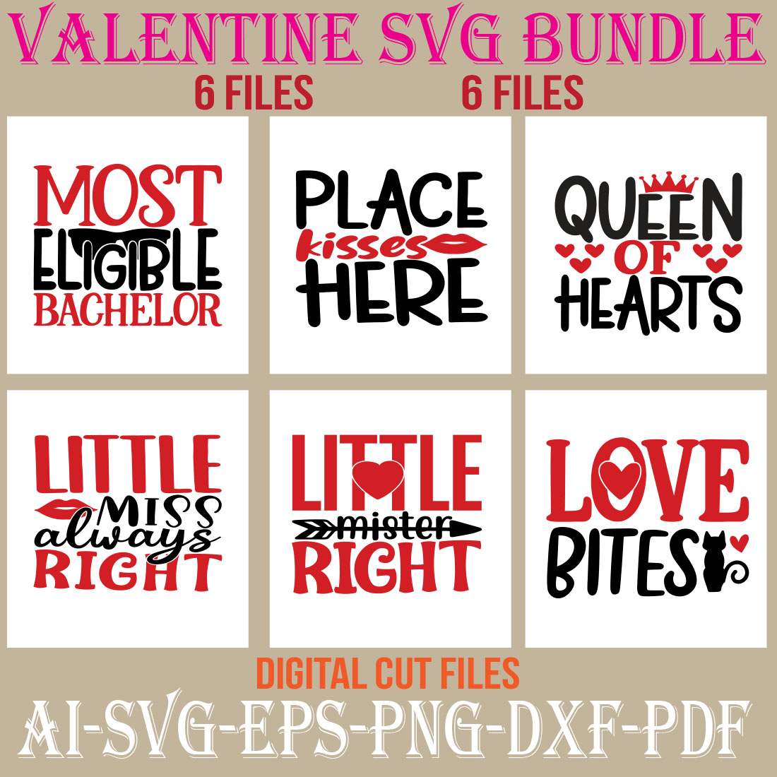 Valentine SVG Bundle cover image.