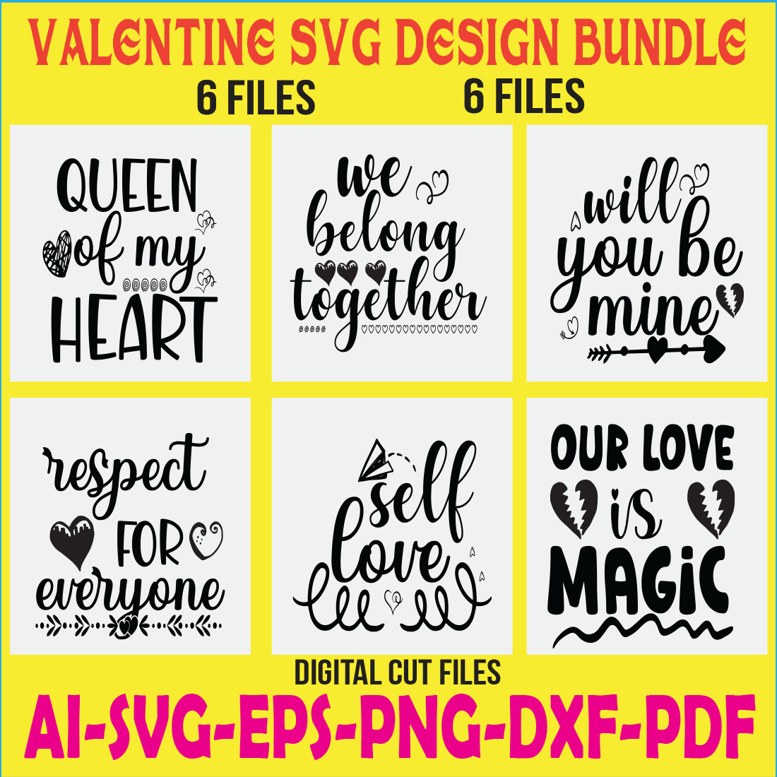 Valentine SVG Design Bundle cover image.