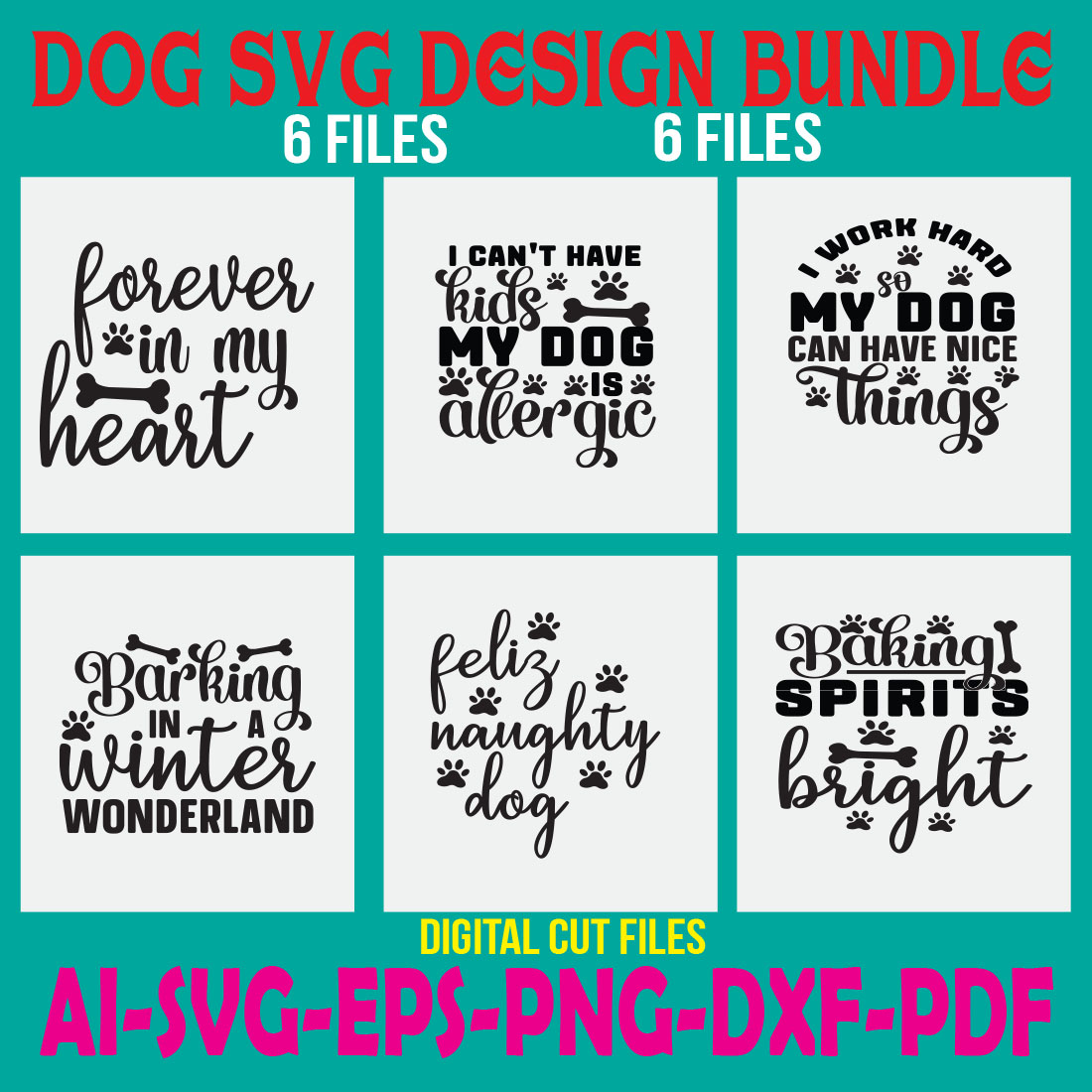 Dog SVG Design Bundle cover image.