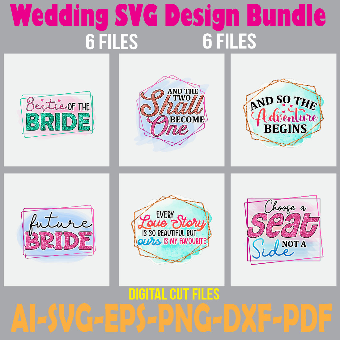 Wedding SVG Design Bundle cover image.