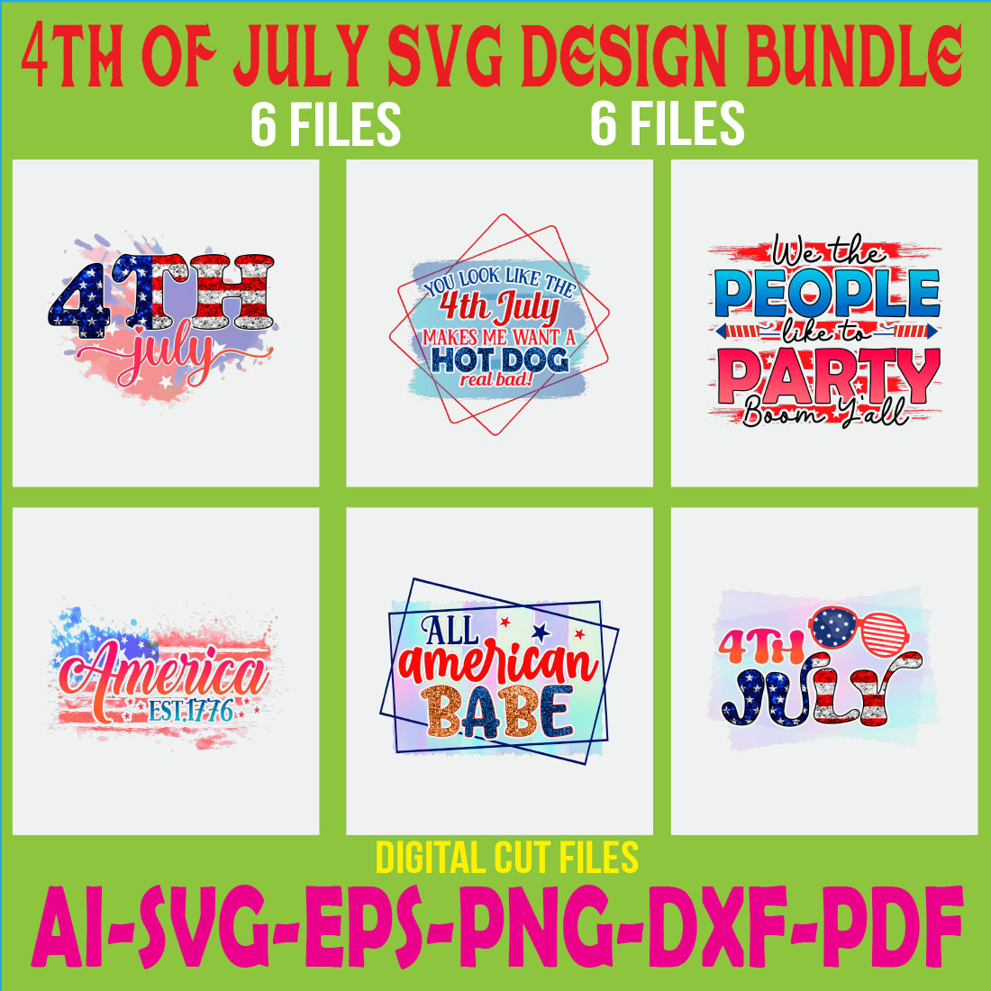 4th of July SVG Design Bundle cover image.