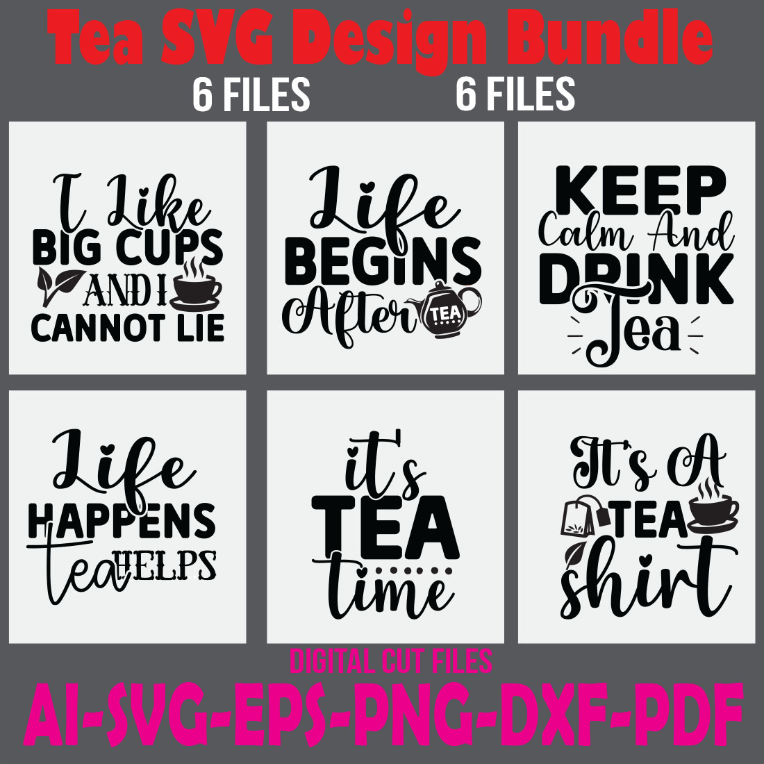 Tea SVG Design Bundle cover image.