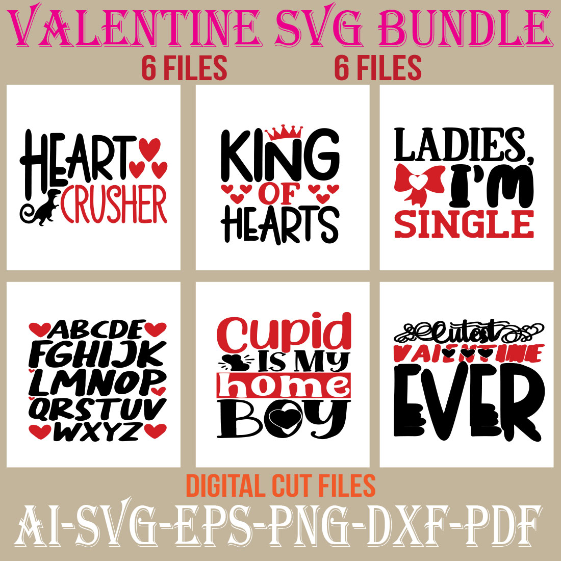 Valentine SVG Bundle cover image.