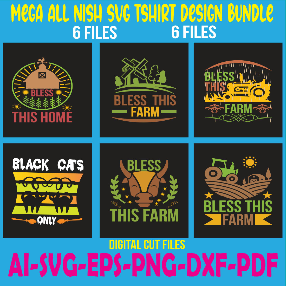 Mega All Nish SVG Tshirt Design Bundle cover image.