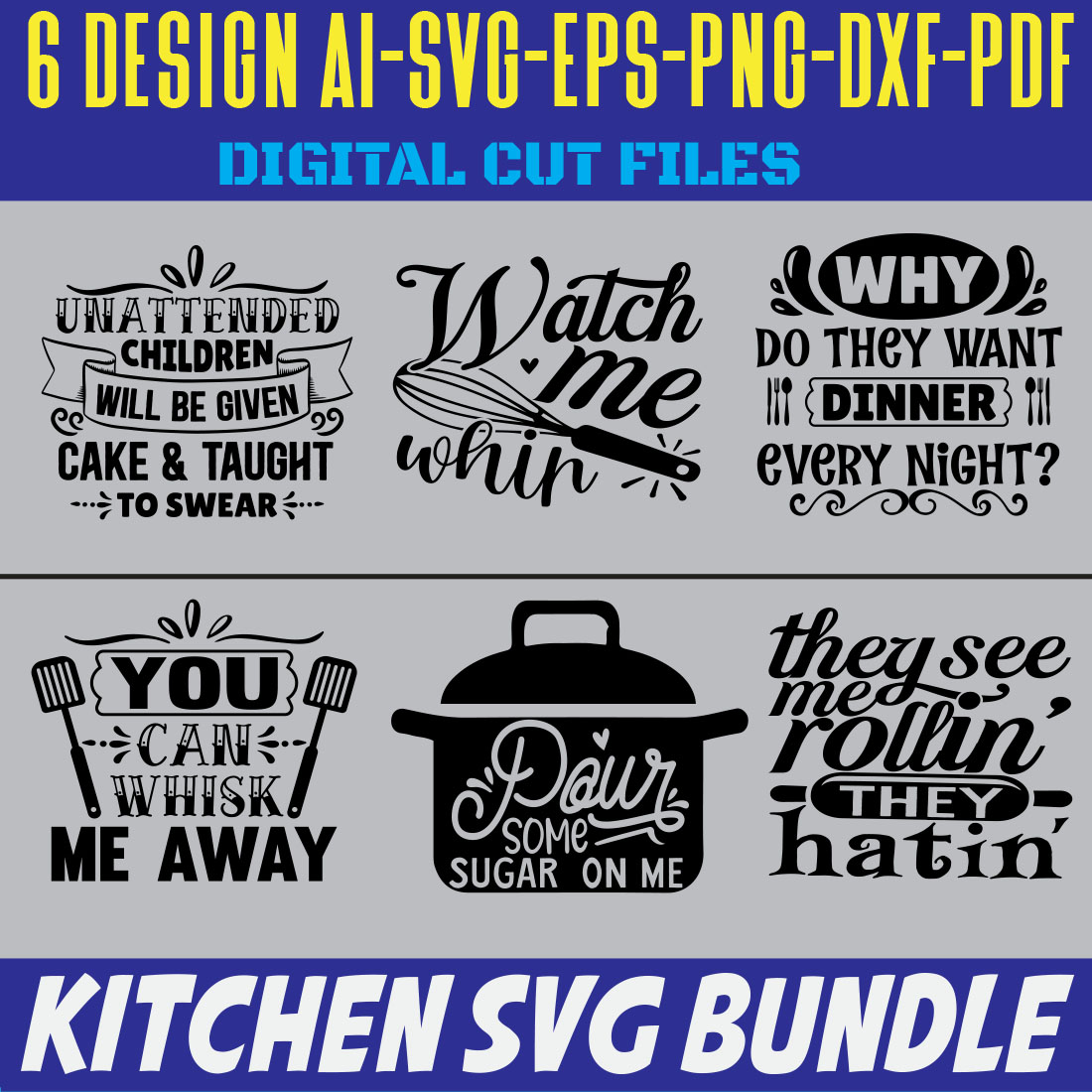 Kitchen SVG Bundle cover image.