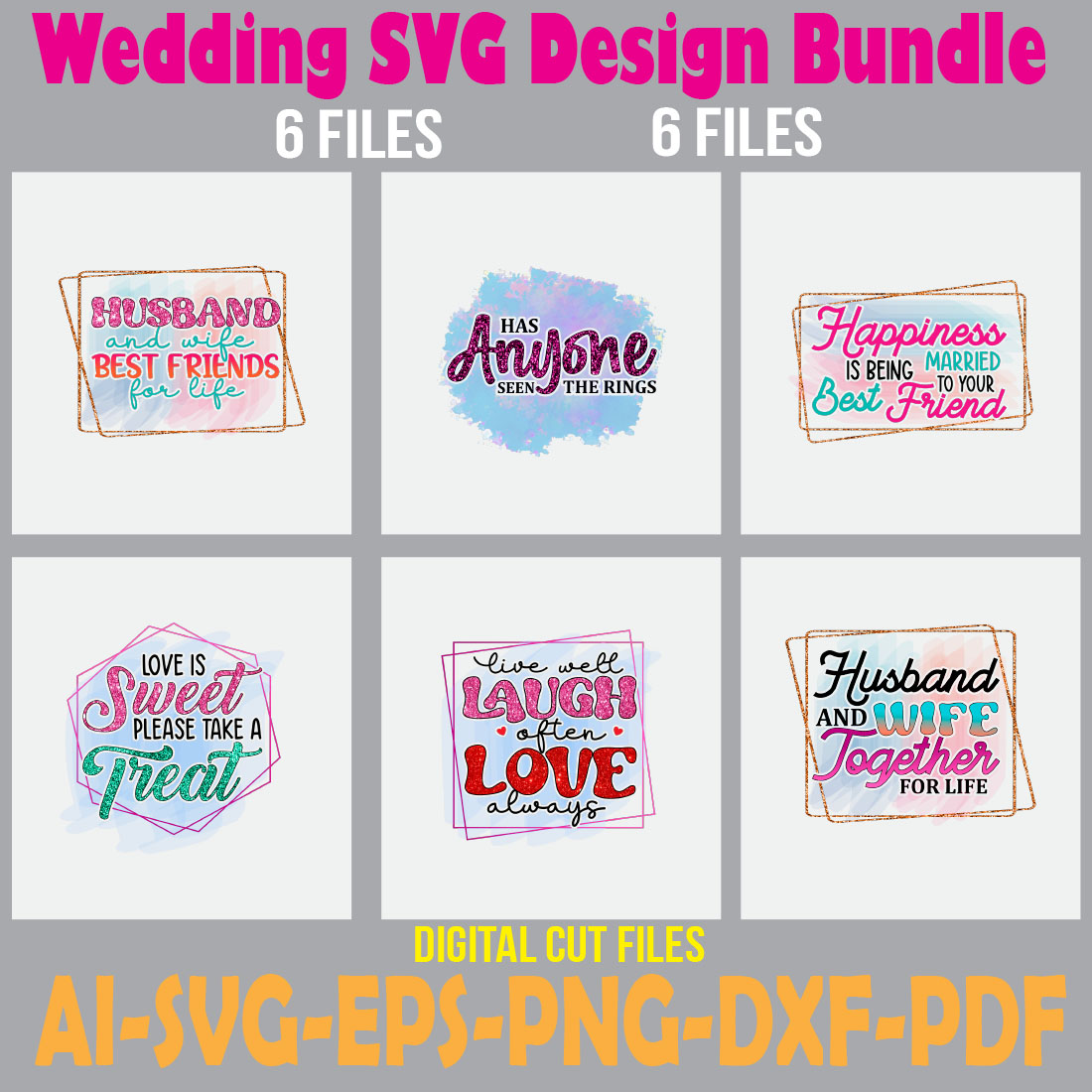 Wedding SVG Design Bundle cover image.