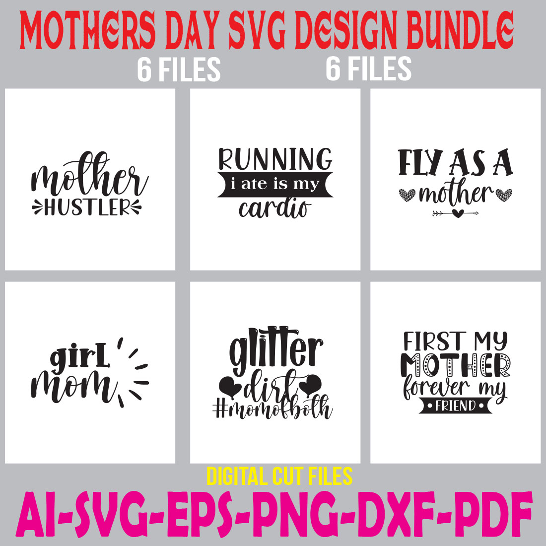 Mothers Day SVG Design Bundle cover image.