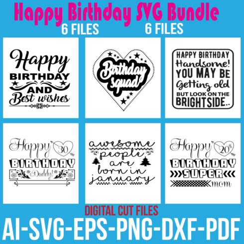 Happy Birthday SVG Bundle cover image.