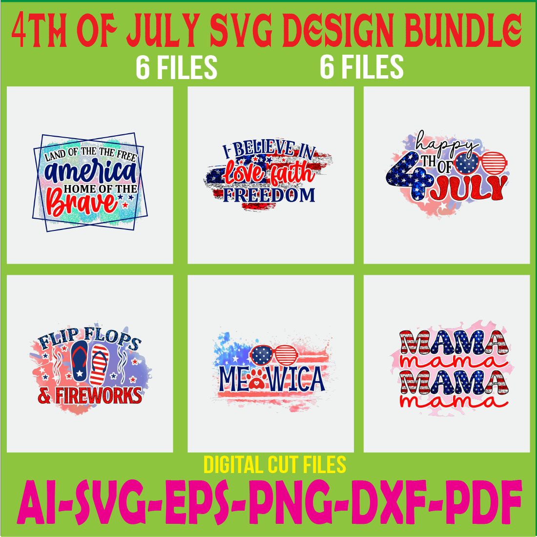 4th of July SVG Design Bundle cover image.