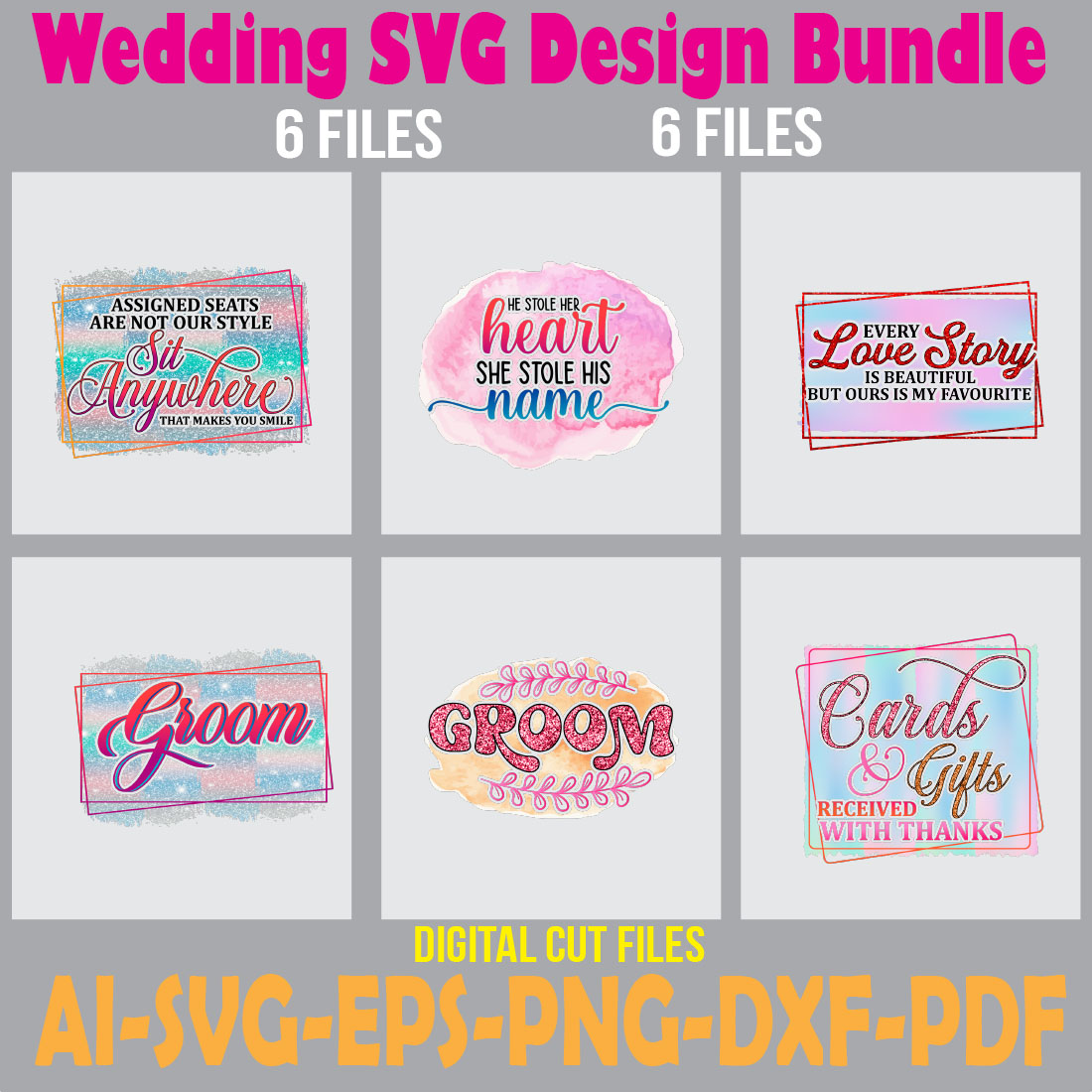 Wedding SVG Design Bundle cover image.