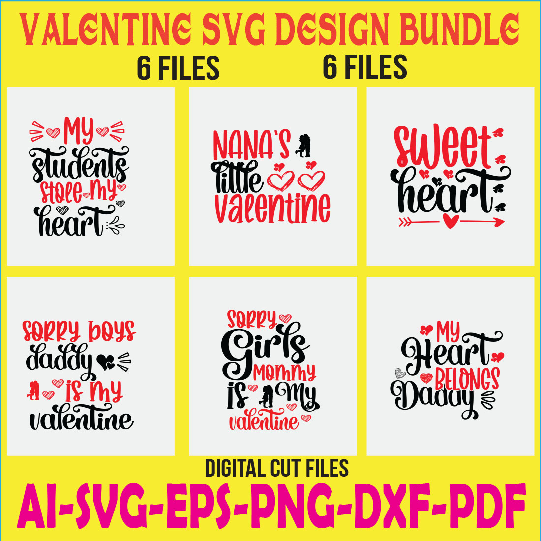 Valentine SVG Design Bundle cover image.